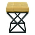 thumbnail image 4 of Partner Furniture 20" Rectangle Faux Leather Tufted Standard Ottoman in Yellow, 4 of 7