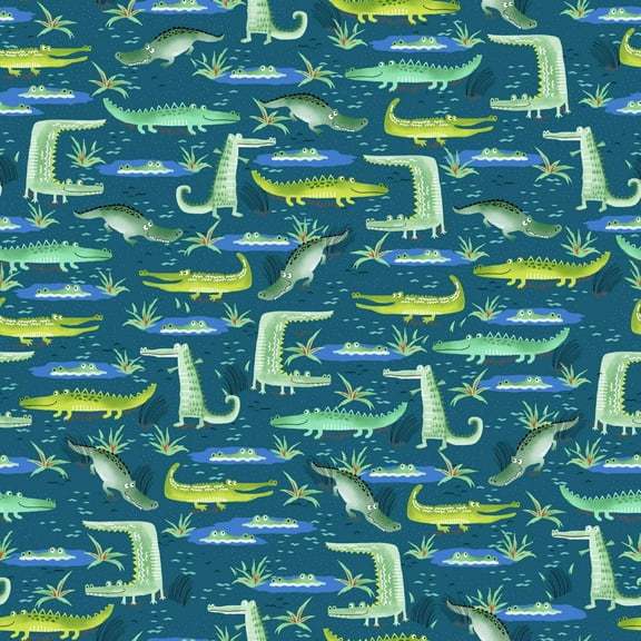 Fun Flannel Alligators Navy