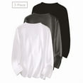 thumbnail image 2 of MORTTIC Women's 3-Pack Plus Size Long Sleeve Crew Neck T-Shirts, Loose Fit Basic Casual Tee Tops Black White Gray，1XL, 2 of 16