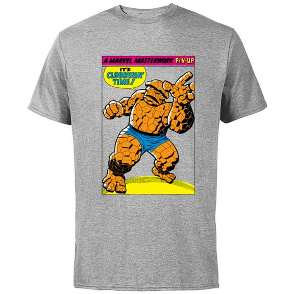 Marvel Fantastic Four The Thing Masterwork Pin-Up - Short Sleeve Cotton T-Shirt for Adults - Customized-Athletic Heather
