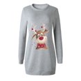 thumbnail image 4 of Women's Casual Pullover Sweatshirt Dress Christmas Printed Round Neck Long Sleeve Fall Winter Mini Sweater Dresses, 4 of 4