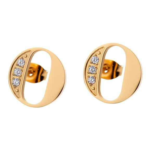 Aretes Mujer LuckyLy, Inicial Letra A, Acero Inoxidable con Oro 18k y Zirconia Cúbica, Modelo Tina dorado UNITALLA