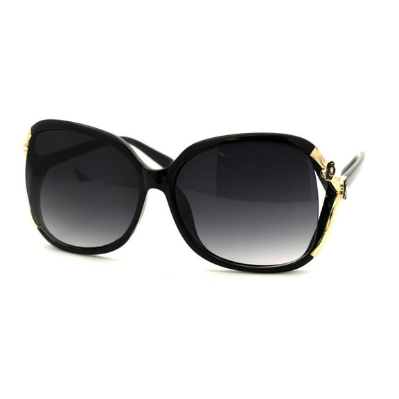 Womens 90s Exposed Side Lens Edge Rectangular Butterfly Sunglasses Black Smoke