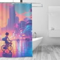 thumbnail image 3 of Fantasy Riding Bicycle Girl Pattern Shower Curtain, Cyberpunk Waterproof Bath Curtains for Bathroom Decorations, 72 x 72 inches, 3 of 7