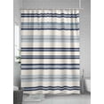 thumbnail image 5 of Fsddascl Blue Striped Shower Curtain Set - 48" x 72" Washable Bathtub Curtain with 12 Hooks, Beige Retro Simple Abstract Striped Lines Waterproof Fabric Stall Shower Curtains for Bathroom/Bathtub, 5 of 6