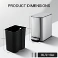 thumbnail image 4 of Stainless Steel 8L Step Trash Can, Compact Vertical Garbage Bin with Removable Inner Bucket,Fingerprint Resistant， for Bathroom, Bedroom, Kitchen & Office, 4 of 8