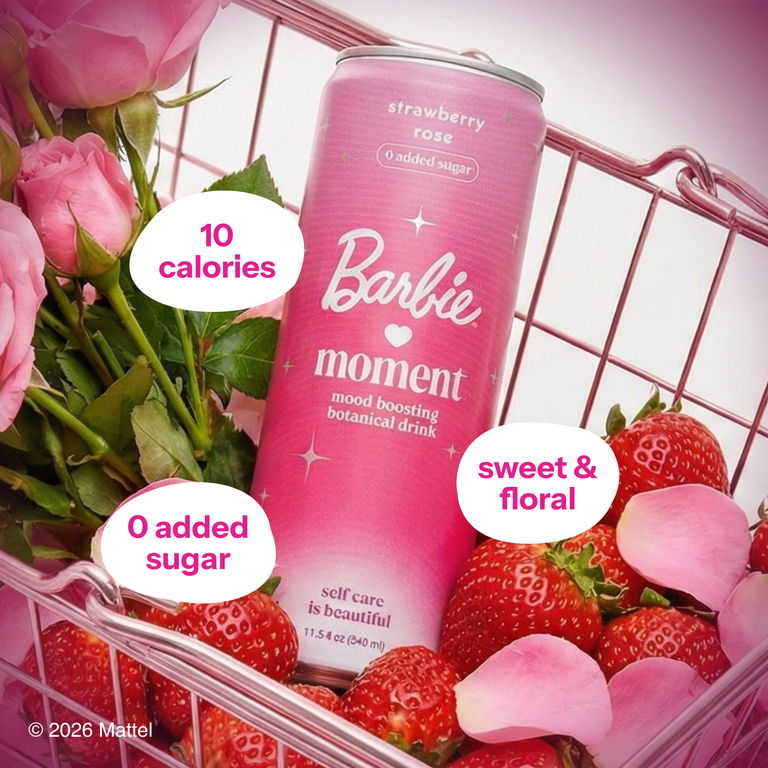 Moment Adaptogen Drink, Strawberry Rose, Sparkling Soda, 11.5 Oz
