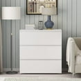 thumbnail image 3 of Homsee Modern 3-Drawer Dresser Chest, Wooden Dresser Tower with Wide Storage Space, Dresser Closet for Living Room Bedroom Hallway (White), 3 of 8