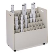 Safco 50 Compartment Mobile Wood Roll Files Storage in Putty