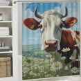 thumbnail image 5 of Farmhouse Highland Cow Funny Cattle And Flower 4 Piece Shower Curtain Sets, Non-Slip Rugs, Toilet Lid Cover And Bath Mat, for Bathroom Decor Set, 72" X 72", 5 of 8