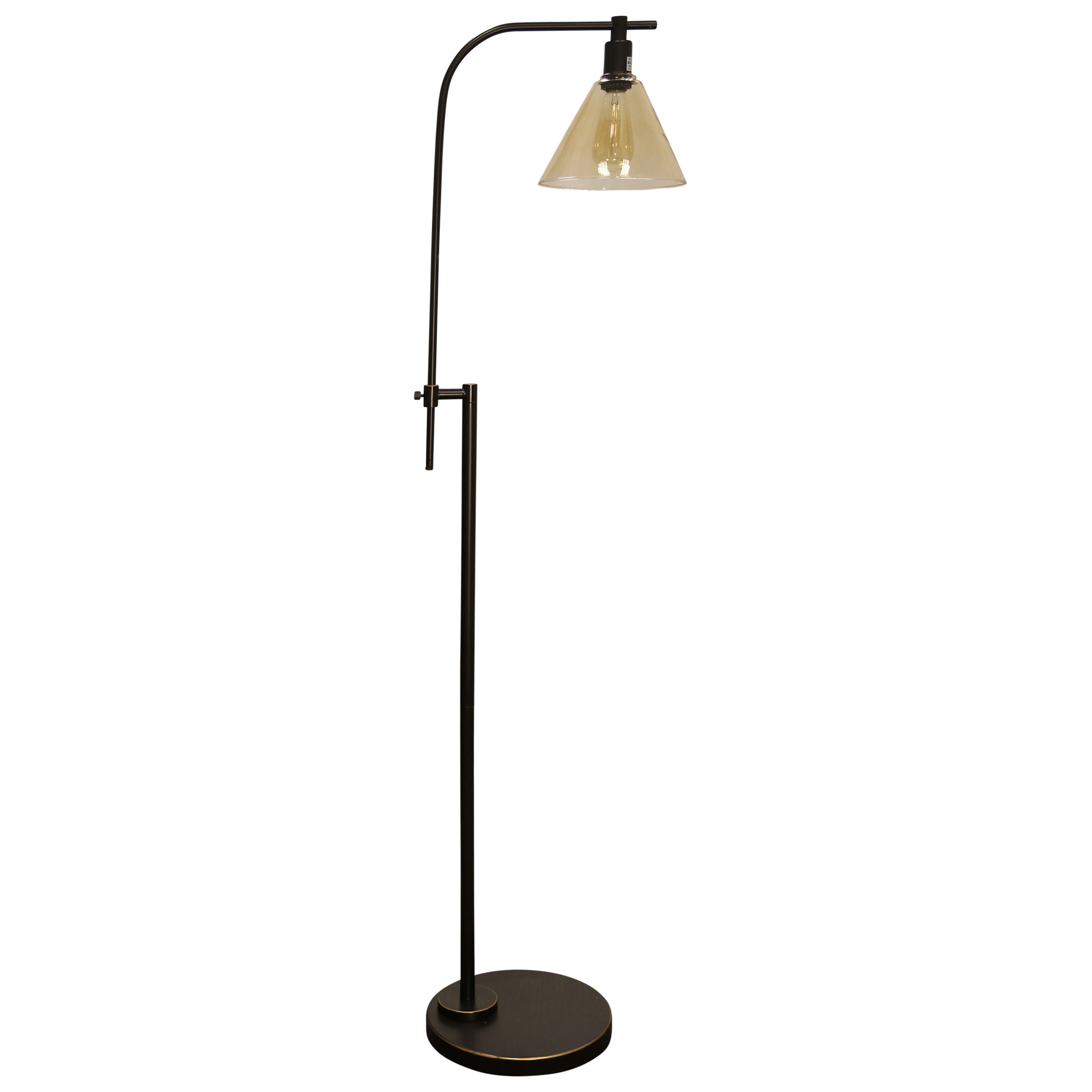 Madison Floor Lamp Bronze Finish Yellowed Glass Shade