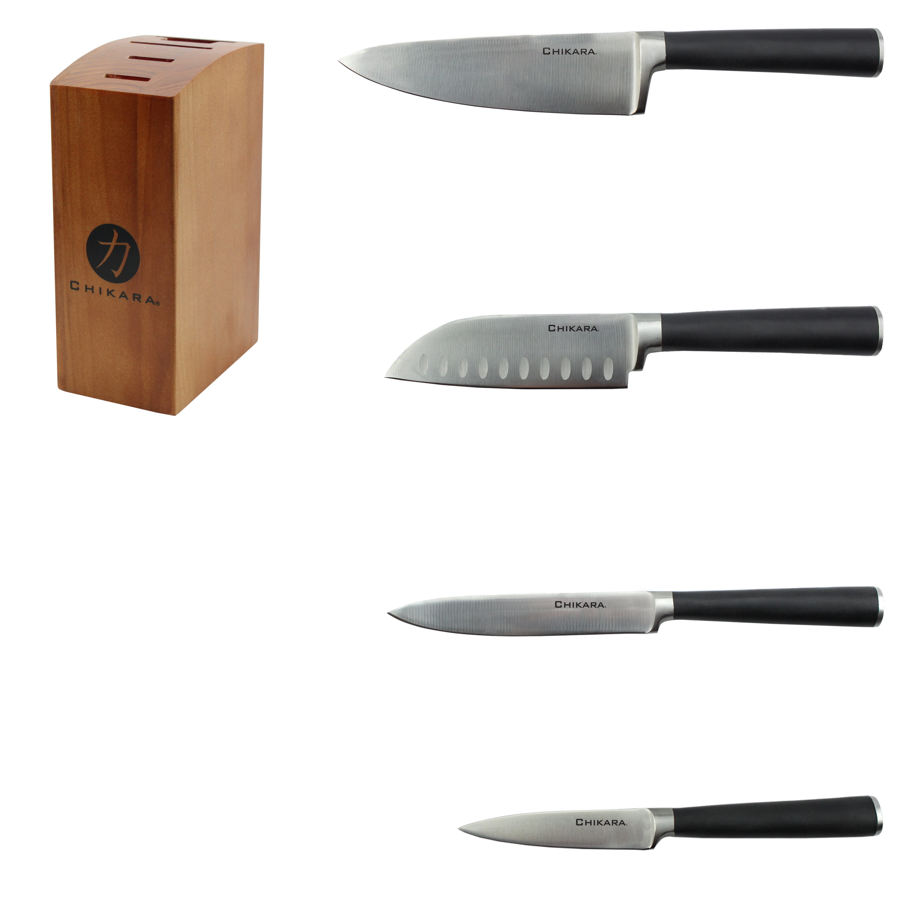 Ginsu Gourmet Chikara Series Forged 5-Piece Japanese Steel Knife Set – Cutlery  Set with 420J Stainless Steel Kitchen Knives – Finished Hardwood Block,  COK-KB-DS-005-2 