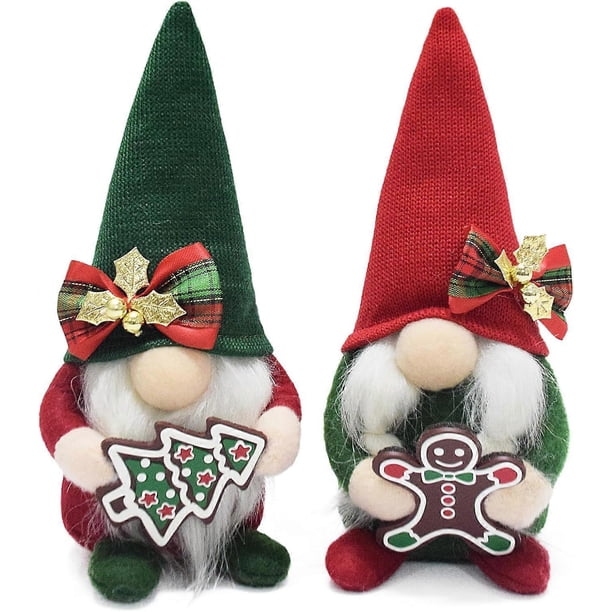 Gnomos navideños de peluche con pan de jengibre, gnomos navideños hechos a mano, gnomos suecos, nórdicos, rojos y verdes, figurita clásica de elfo navideño, regalos, adornos navideños