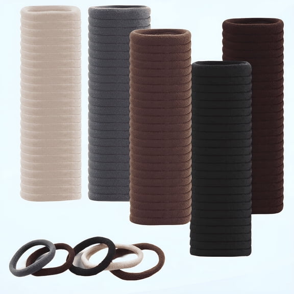 TUWAFE 100 Pcs Cotton Ouchless Hair Ties No Pull for Thick Ponytail Holders