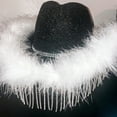 thumbnail image 6 of YUUZONE Woman Rhinestone Tassel Decors Cowgirl Hat Wide Brim Fedoras Hat for Photoshoots, 6 of 9