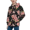 thumbnail image 2 of Fotbe Rose Flowers Pattern Youth Pullover Hooded Sweatshirt, Boys Hoodie, Kangaroo Pocket Hoodie for Kids Girls -X-Large, 2 of 6