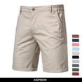 thumbnail image 1 of Pantalones cortos lisos de algodón 100% de verano para hombre, pantalones cortos informales de alta calidad para negocios y sociales,, 1 of 5