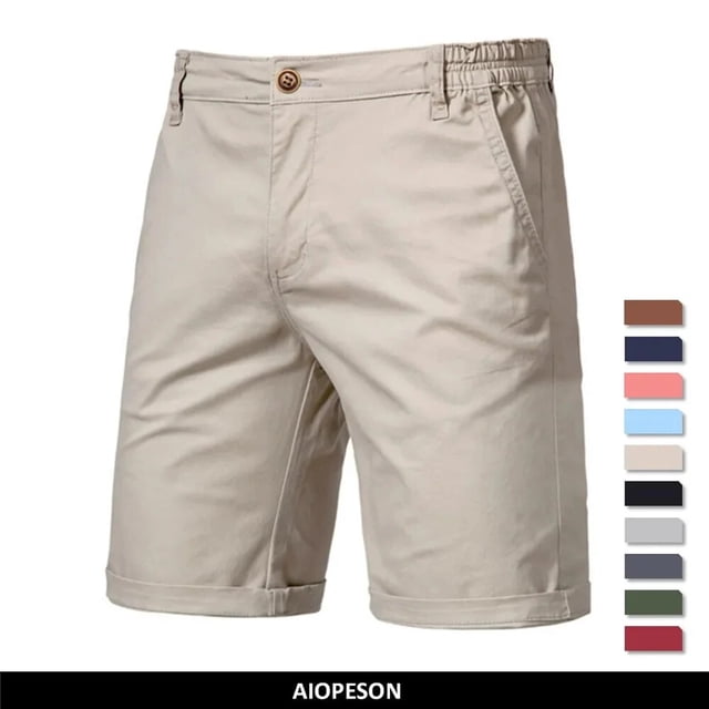 Pantalones cortos lisos de algodón 100% de verano para hombre, pantalones cortos informales de alta calidad para negocios y sociales,