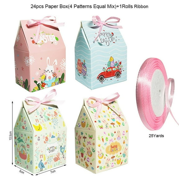 Easter Candy Box, Small Cartoon Gift Boxes, Cute Bunny & Egg Carton Set (24 Pcs), Holiday Treat Packaging for Kids & Party Favors