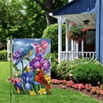 thumbnail image 4 of AMHNF Welcome Spring Summer Linen Garden Flag 12x18 Double Sided Vertical, Burlap Small Cardinal Birds Irises Floral Yard House Outside Outdoor Seasonal Holiday Decoration, 4 of 5