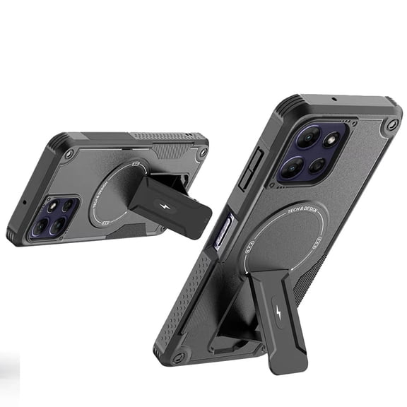 Phone Case for Motorola Moto G Power 5G 2026 /2025 Magnetic Kickstand Rugged Shockproof Armor Grip Anti Slip Heavy Duty Protective Matte Stand Hybrid Cover Black