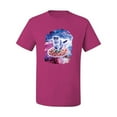 thumbnail image 2 of Wild Bobby, Cute Trippy Space Cat Riding Pizza, Animal Lover, Men Graphic Tees, Fuschia, 2XL, 2 of 3