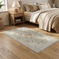 thumbnail image 2 of ODIKA 5'x7' Washable Area Rug Non-Slip, Chair-Friendly Cream Vintage Boho Bordered Bouquet Distressed Retro Motifs Neutral Flowing for Dining Room, Under Table, Home Office, 2 of 7