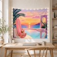 thumbnail image 5 of Ocean Waves Tropical with Sunset Overlooking Infinity Pool, Mystical Fantasy for Space Lovers, Galaxy Room Decor, Mother'S Day Gift, Tapestry Wall Hanging for Bedroom and Dorm, 5 of 7