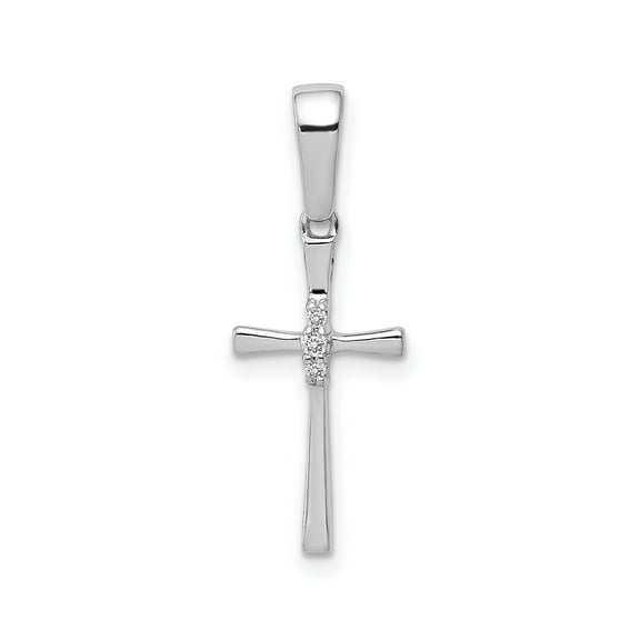 10k White Gold Diamond Cross Pendant Necklace for Men and Women with Polished Finish Sleek Religious Jewelry Spiritual Accessory for Everyday Wear Faith Symbol Design