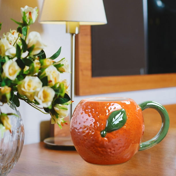 Taza de Café en Forma de Fruta Macarena Taza de Leche de Café de Cerámica Naranja
