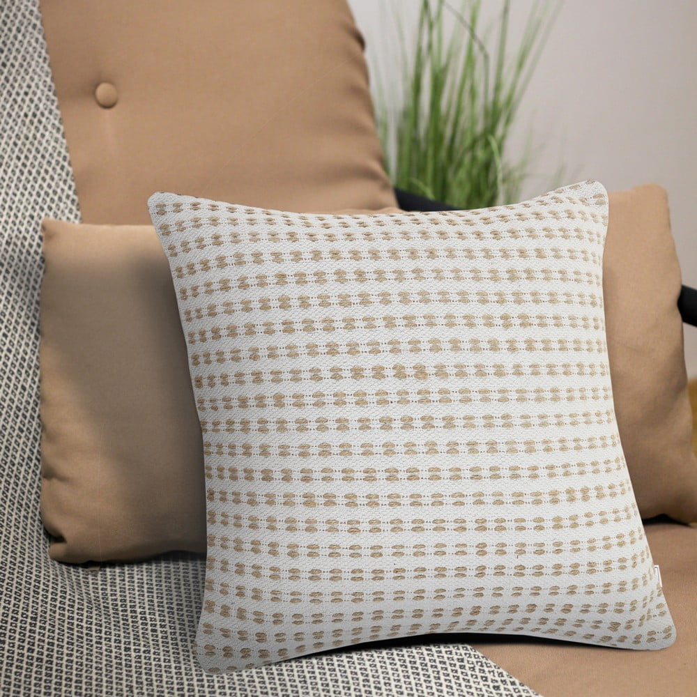 LR Home Sadie Set of 2 20" x 20" White/Tan Cotton and Jute Adult Decorative Throw Pillow Set