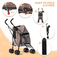 thumbnail image 4 of Magshion Foldable Lightweight Pet Trolley for Pet Cats & Dogs, 4 Wheel, Leopard Print, 4 of 9