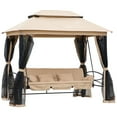 thumbnail image 1 of Outsunny 3 Person Outdoor Patio Daybed Canopy Swing Chair with Mesh Net, Beige, 1 of 10