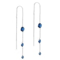 thumbnail image 3 of Graduated Tiers Blue Cubic Zirconia Sterling Silver Threader Earrings, 3 of 5