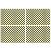 Olive Green and White Checkerboard Pattern Summer Placemats Table Placemats Set Of 4-Linen Kitchen Washable Placemats Table Mats 11.8"x17.7" Non-Slip Heat Resistant