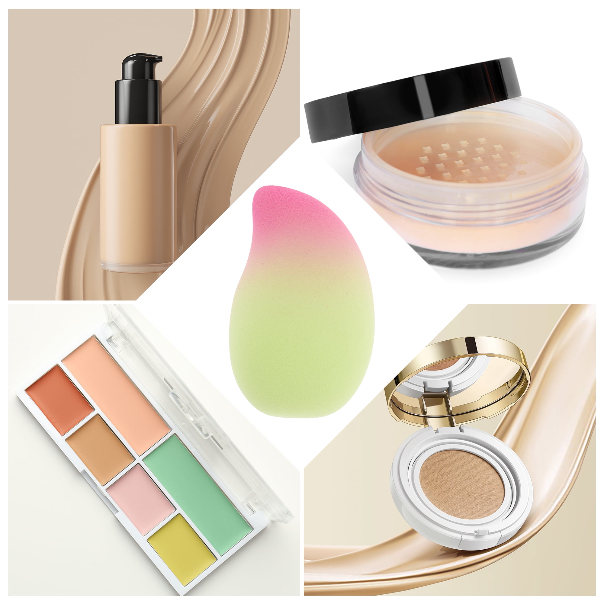 Unique Bargains 1 Pc Gradient Mango Face Makeup Sponge for Makeup Application Green, Red