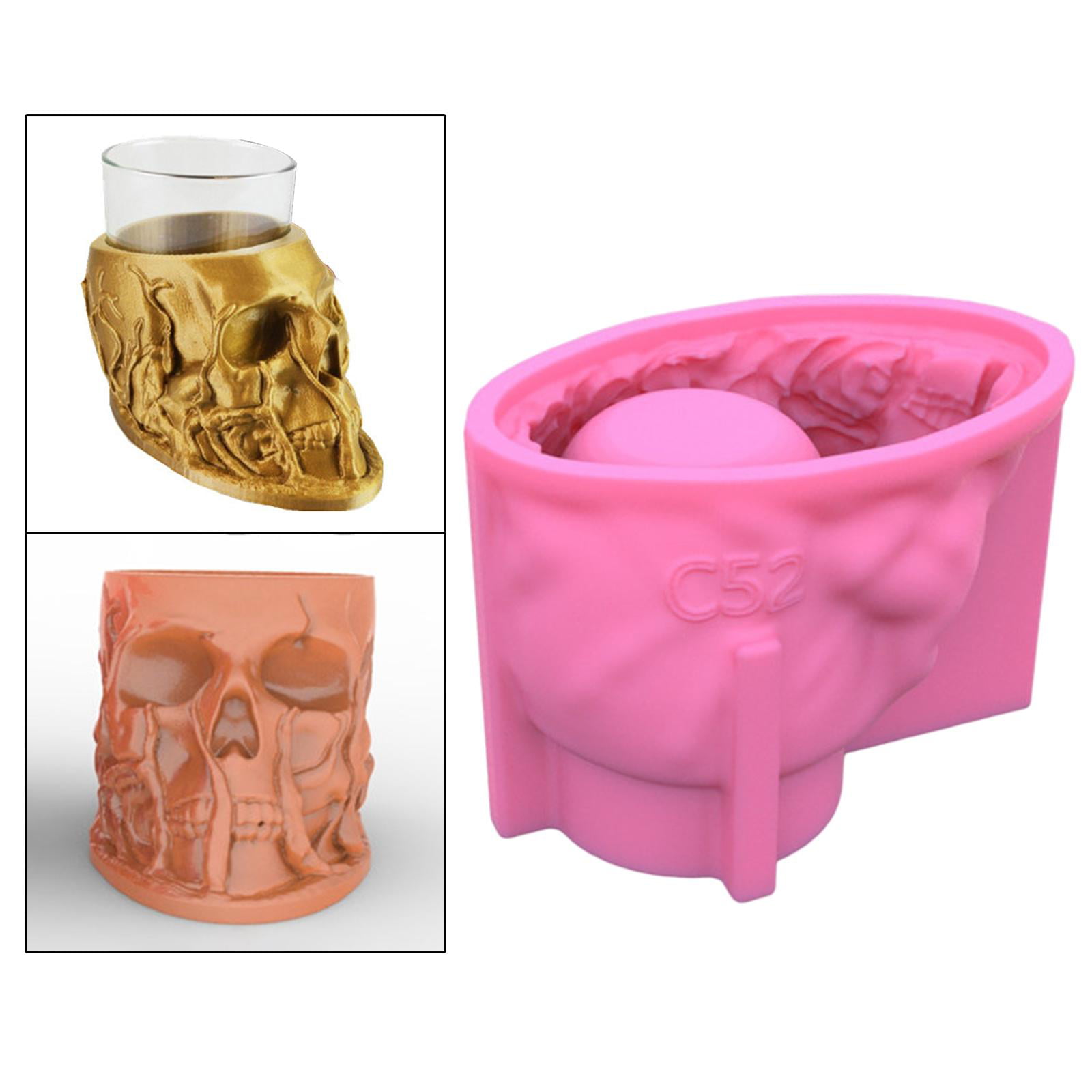 Golden Skull Silicone Mold Ashtray 3D Candle Flower Pot Interior Decoration Tool 