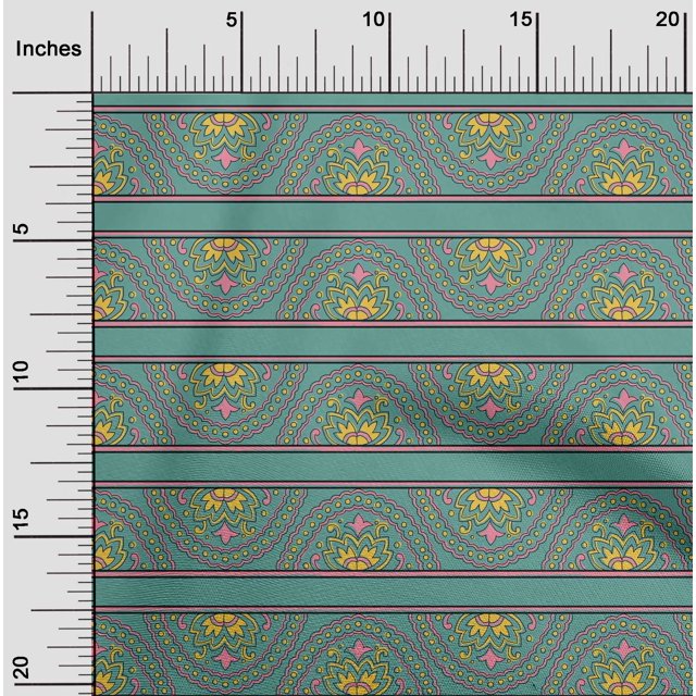 oneOone Cotton Poplin Fabric Floral Block Printed Craft Fabric BTY 42 Inch Wide