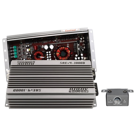 Sundown Audio SAEv4-1000D Class D Monoblock Car Amplifier with 1000 Watts RMS and Wired Remote Clipping Indicator Black