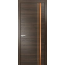 Modern Solid Interior Door with Handle | Planum 1010 Chocolate Ash | Single Regural Panel Frame Trims | Bathroom Bedroom Sturdy Doors-18" x 80"