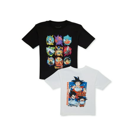 Dragon Ball Z Boys Short Sleeve Super Graphic Tees, 2-Pack, Sizes XS-2XL