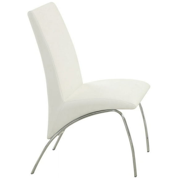 Bowery Hill 19" Faux Leather Dining Side Chair in White-Chrome