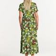 thumbnail image 6 of Viikei Summer Striped Boho Short Sleeve Dress,Women's Printing Casual Short Sleeve Crewneck Dress Flowy Tiered Maxi Beach Dress with Pockets Green XL, 6 of 6