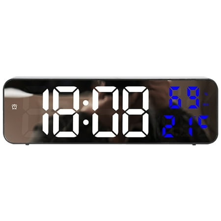 Unique Bargains Large Digital Clock Silent Non Ticking Modern Wall Clocks Blue