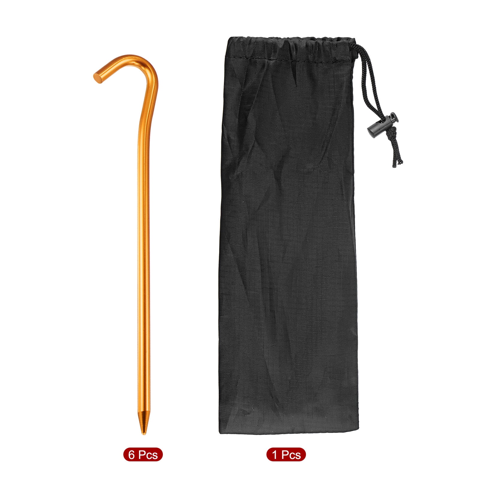 Unique Bargains Tent Stake Aluminum with Hook Kit for Outdoor Camping Canopy Tarp Gold