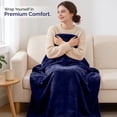 thumbnail image 4 of IR Imperial Rooms Fleece Bed Throw Blanket, Plush, Travel and Couch Fuzzy, Cozy Washable Ultrasoft Throw Size Navy, 4 of 7