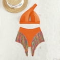 thumbnail image 4 of Staron Women's Tassel Two Piece Bikini Set Halter Neck Swimsuit Beach Vacation Casual Fashion, Orange L, 4 of 7