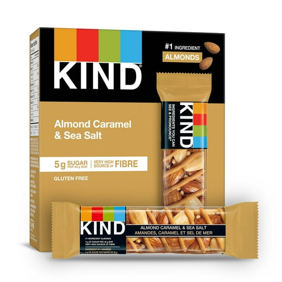 KIND Almond Caramel & Sea Salt Bars, 40g, 5 Count Box, 5 x 40 g bars, 200 g