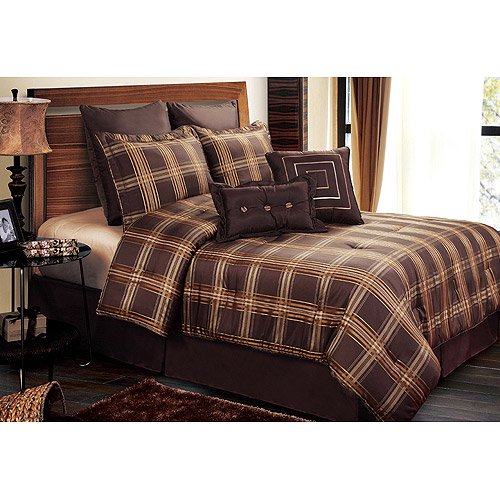 ***DISCONTINUED*** Gibson Plaid 7 Comforter Set Brown