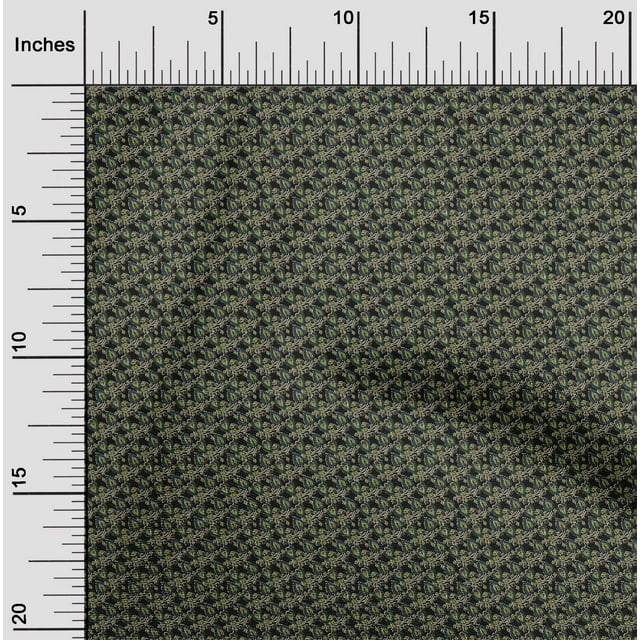 oneOone Polyester Lycra Fabric Leaves & Floral Block Printed Fabric 1 Yard 56 Inch Wide